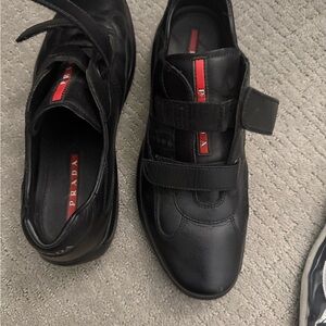 Prada Men's Black Leather Sneakers worn once